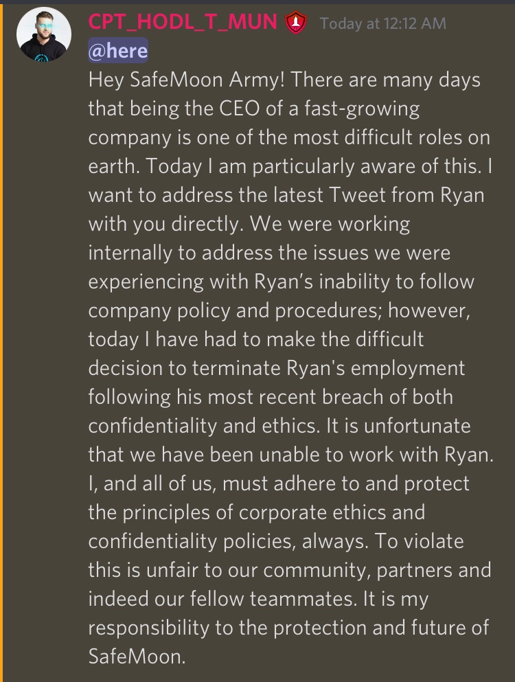 CEO Safemoon Nói Về Ryan