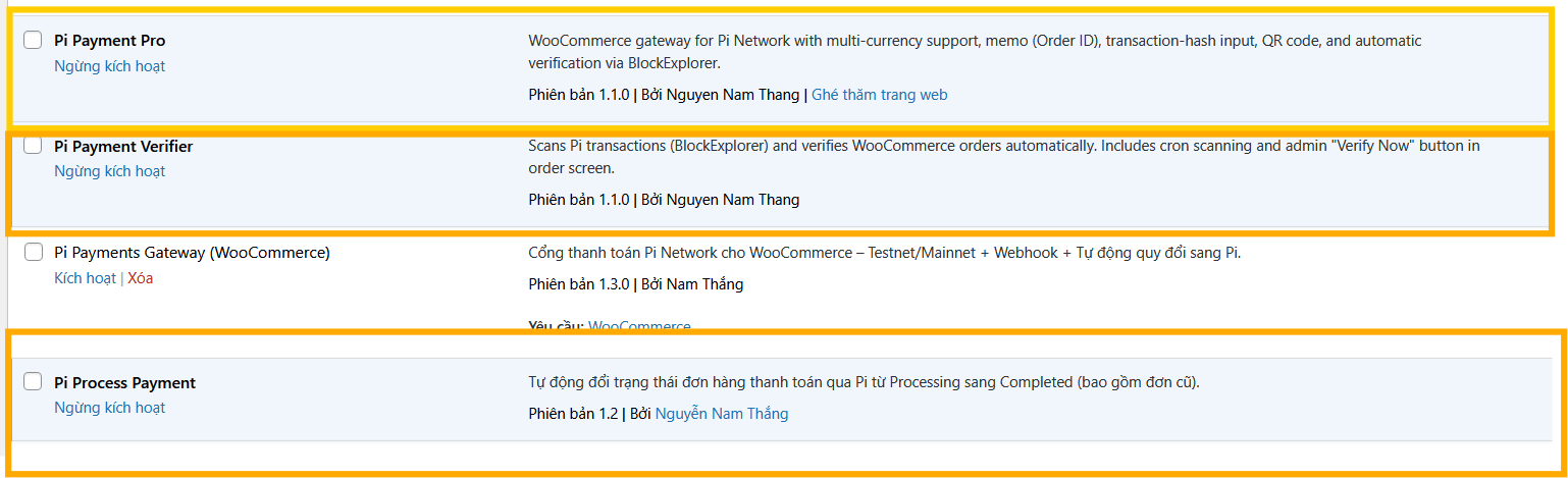Pi Payment Plug-in Pro For Woocommerce WordPress